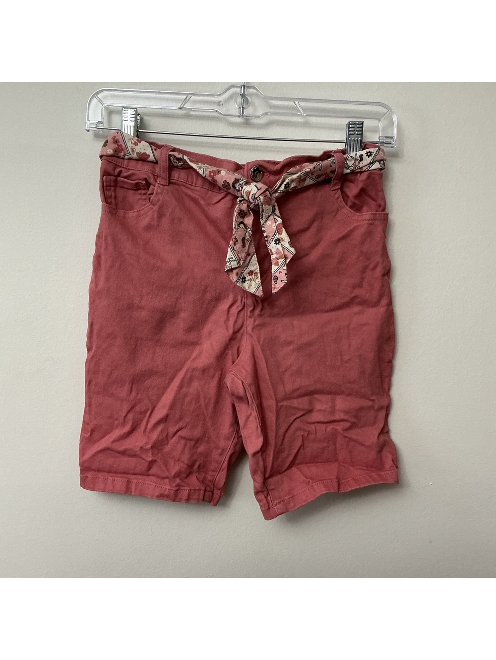 Wonder Nation Girls' Size 10 Pink Shorts with Floral Belt